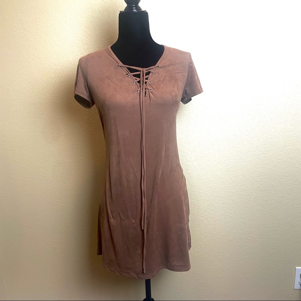 Brown dress with lace-up top: Size small